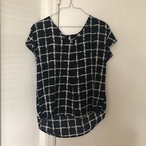 Black and white checked blouse